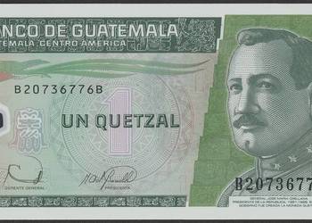 GWATEMALA 1 QUETZAL 2006 - STAN BANKOWY UNC