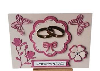 ZAWIADOMIENIA ŚLUB OBRĄCZKI W SERWETCE C6 BEŻ - WRZOS