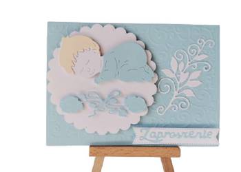 Zaproszenia Chrzest Święty Chłopiec – Dzieciątko w Ramce C6 – Błękit - Biel