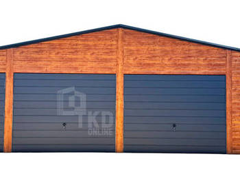 Garaż blaszany 12x6 m 3x brama uchylna drzwi drewnopodobny TKD465