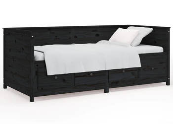 Łóżko dzienne czarne lite drewno sosnowe 90x190 cm WM-820915