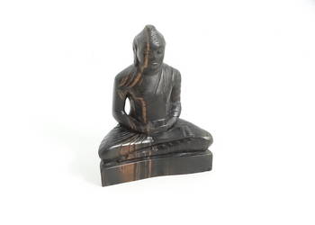 Drewniana figurka Budda | Rękodzieło z drewna egzotycznego | Retro vintage