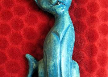KOT - Drewno Stara Figurka rzeźba 31 x 12 x 6 cm Indonezja Rzadki okaz