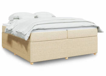 Łóżko kontynentalne z materacem kremowe tkanina 200x200 cm WM-3285600