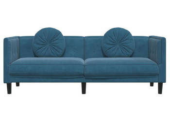 Sofa 3-osobowa z poduszkami niebieska aksamit WM-372650