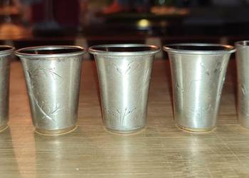 Kieliszki srebrne kiduszowe z lat 1920-1930 II RP KiM oraz SH