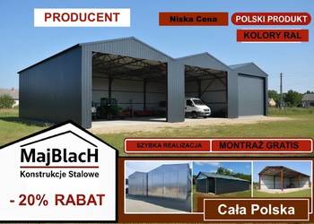 Duży Grafitowy Garaż Blaszany -  ZNIŻKA – 15%  - Wiata | Hala   – Maj-Blach