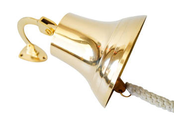 Duży mosiężny okrętowy dzwon z sznurem marynistyka dzwonek Duży mosiężny okrętowy dzwon z sznurem marynistyka dzwonek