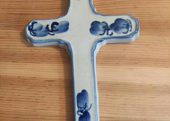 Krzyż fajans Tułowice PRL Krzyż fajans Tułowice PRL