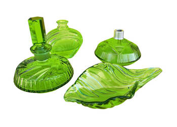 Zestaw łazienkowy toaletowy ze wzorem kwiatowym, Niemcy, lata 30. Zestaw łazienkowy toaletowy ze wzorem kwiatowym, Niemcy, lata 30.