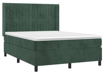 Łóżko kontynentalne z materacem i LED zielony aksamit 140x190cm WM-3139682