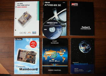 Instrukcje i płytki CD do płyt głównych ze sterownikami, plus inne rzeczy