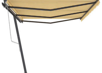 Wolnostojąca automatyczna markiza 600x300 cm żółto-biała WM-3069808