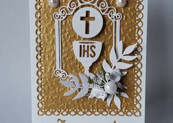 ZAPROSZENIA KOMUNIA UNIWERSALNE KIELICH Z HOSTIĄ RAMKIA OZDOBNA – B6 – ZŁOT