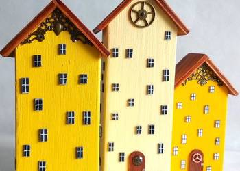 Zestaw dekoracyjnych domków - Słoneczne Kamieniczki.