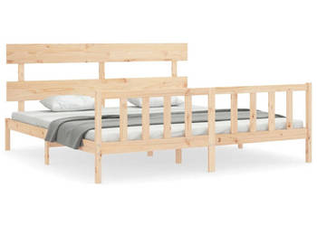 Rama łóżka z wezgłowiem lite drewno WM-3193286