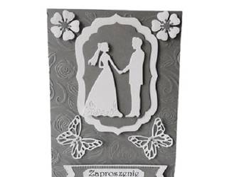 Zaproszenia Ślub Para Młoda Łączona C6 Szary - Biel