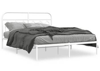 Łóżko Metalowe Białe Rama Łóżka Ze Stelażem Biała 140x190 cm WM-377166