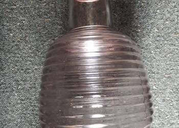 Wazon różowy do wiosennych kwiatków żebrowany paski vintage