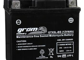 Akumulator motocyklowy 12V 4Ah 80A P+ GROM GTX5L-BS