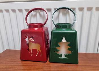 Lampion latarenka czerwona zielona 2 sztuki Led