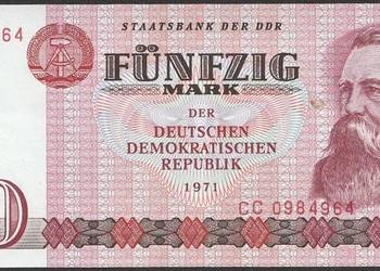 Niemcy NRD DDR 50 marek 1971 - Engels - stan bankowy - UNC -