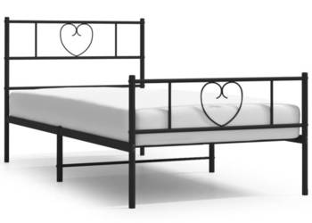 vidaXL Metalowa rama łóżka z wezgłowiem i zanóżkiem, czarna(SKU:355472)