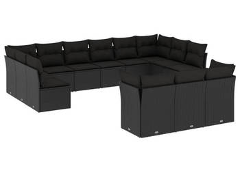 13-cz. zestaw mebli do ogrodu poduszki czarny rattan PE WM-3218445