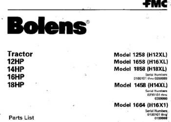 Bolens 1258 1658 1858 1458 1664 katalog czesci zamiennych