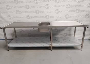 Stół ze zlewem i półką 2525x865x850, 6 nóg