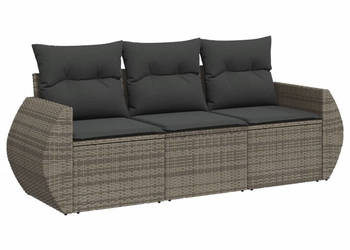 3-częściowa sofa do ogrodu z poduszkami szara polirattanowa WM-3253397
