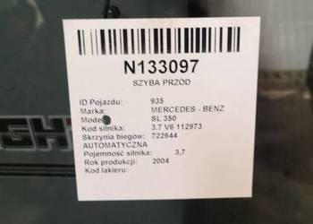 SZYBA PRZÓD CZOLOWA MERCEDES SL 350 ORYGINALNA SZYBA PRZÓD CZOLOWA MERCEDES SL 350 ORYGINALNA