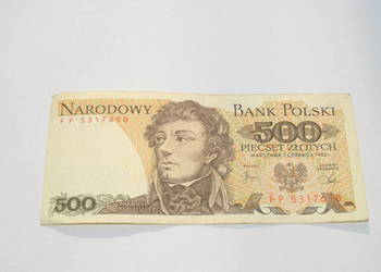 Stary banknot 500 złotych Kościuszko 1982 antyk