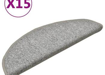 vidaXL Nakładki na schody, 15 szt., jasnoszare, 56 x 17 x 3 cm(SKU:322370)