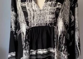 Wizytowa TUNIKA Masai czarna z białym printem XXL- 3XL wiskoza
