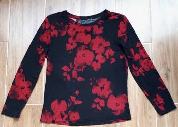 Bluzka czarna XS 34 Reserved czerwone kwiaty