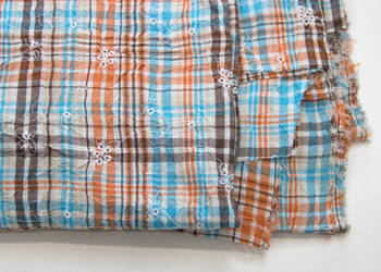 Tkanina bawełniana haftowana, kreszowana, kratka, kwiaty - wyprzedaż tkanin