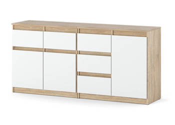Komoda Nowoczesna 160cm Z 5 Szufladami Szafka Salon Sypialnia Sonoma Biała