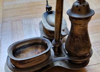 Kabaret na przyprawy mosiądz spatynowany