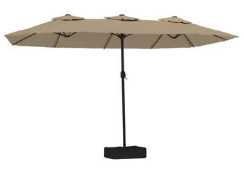 Podwójny parasol ogrodowy z LED kolor taupe 449x245 cm WM-362956