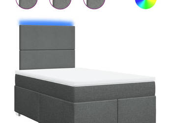 Łóżko kontynentalne z materacem ciemnoszara tkanina 120x200 cm WM-3292749