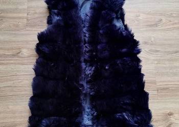 Przepiękna futrzana granatowa kamizelka 40