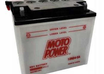 Akumulator motocyklowy 24Ah 200A MotoPower 12N24-3A 12V  P+