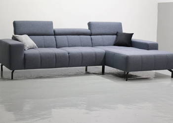 TTR Popielaty NAROŻNIK regulowane zagłówki kanapa rogówka tkanina design