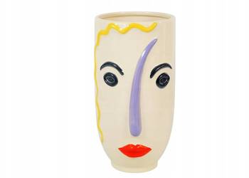 Porcelanowy wazon żardiniera Vallauris 1960 twarz abstrakcja 5