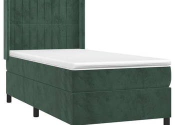 Łóżko kontynentalne z materacem i LED zielony aksamit 80x200 cm WM-3139652