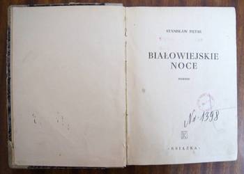 Stanisław Piętak - Białowiejskie noce - 1947
