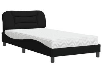 Łóżko z materacem czarne obite tkaniną 100x200 cm WM-3208515
