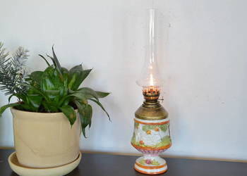 piękna ceramiczna LAMPA NAFTOWA stara
