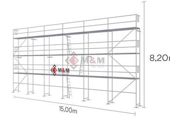 Zestaw 123 m2 Rusztowanie 15x8,2m Ramy stalowe 2m podest Stalowy 2,5m
